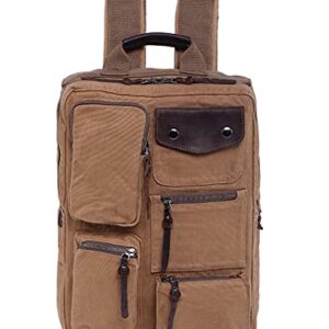 TSD Brand Ridge Valley Canvas Backpack (Camel)