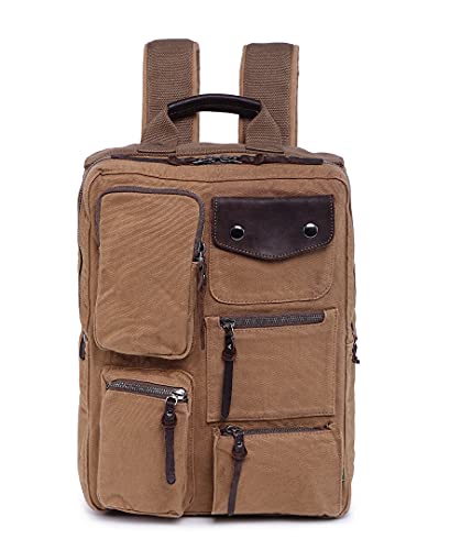 TSD Brand Ridge Valley Canvas Backpack (Camel)