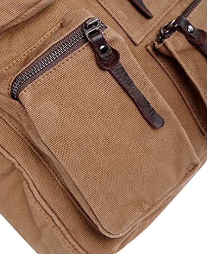 TSD Brand Ridge Valley Canvas Backpack (Camel)