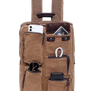 TSD Brand Ridge Valley Canvas Backpack (Camel)