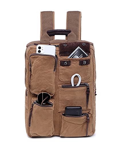 TSD Brand Ridge Valley Canvas Backpack (Camel)