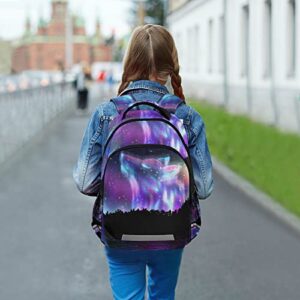 Wolf Starry galaxy School Backpack for Students Kids Portable Wide shoulder strap Bookbag for Middle School/High School/Teenagers/College Boys Girls Travel Sports Camping Daypack
