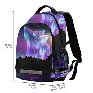 Wolf Starry galaxy School Backpack for Students Kids Portable Wide shoulder strap Bookbag for Middle School/High School/Teenagers/College Boys Girls Travel Sports Camping Daypack