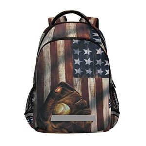 xigua baseball usa flag print backpack casual daypacks outdoor sports rucksack school shoulder bag for boys girls teens