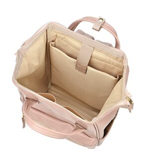 Kah&Kee Leather Backpack Diaper Bag Laptop Travel Doctor Teacher Bag For Women Man (Tan Pink II)