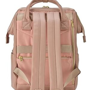 Kah&Kee Leather Backpack Diaper Bag Laptop Travel Doctor Teacher Bag For Women Man (Tan Pink II)