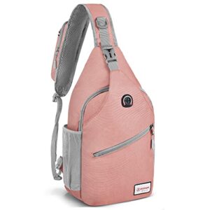 zomake sling bag for women men:small crossbody sling backpack - mini water resistant shoulder bag anti thief chest bag daypack for travel hiking outdoor sports,pink(new)