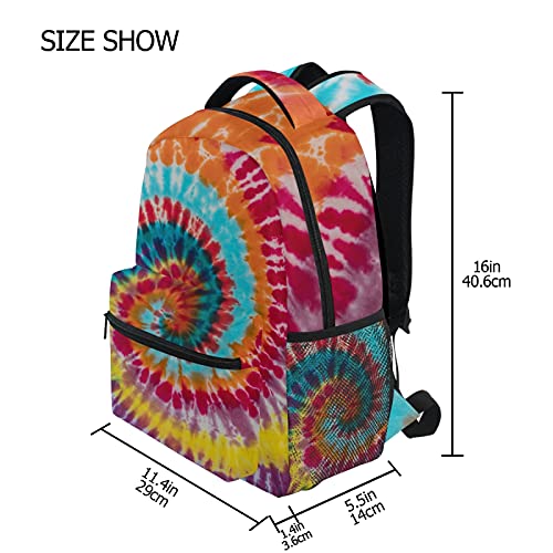 ALAZA Colorful Tie Dye Traditional Swirl School Bag Travel Knapsack Bags for Primary Junior High School