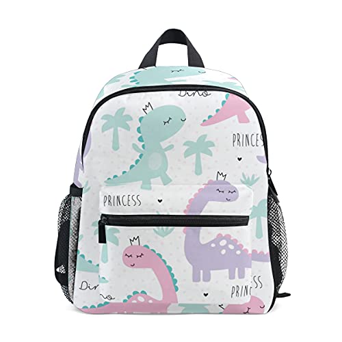 beeplus Toddler Boys Girls Backpack Chest Strap Pink Dinosaur Princess White Kids Preschool Bookbag Waterproof Lightweight Bag