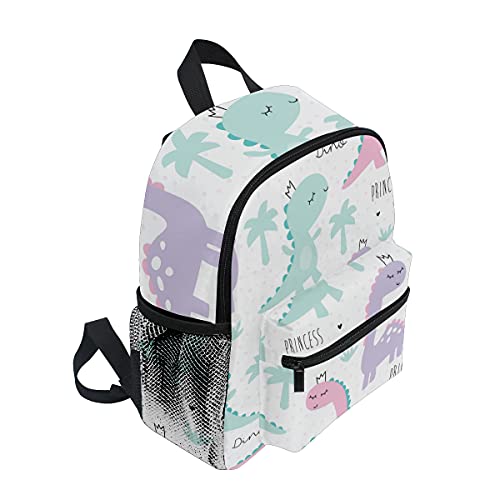 beeplus Toddler Boys Girls Backpack Chest Strap Pink Dinosaur Princess White Kids Preschool Bookbag Waterproof Lightweight Bag