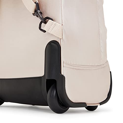 Kipling Women's Sanaa Large Rolling, Adjustable Padded Straps, Slide-Up Handle, Crinkle Nylon Backpack, Quartz Metallic, 12.5" x 18.5" x 10.75"