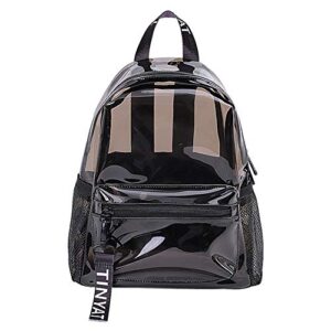 ekuizai waterproof transparent backpack clear school book bag travel bags plastic knapsack kids daypack (black)(2546)