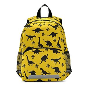 yellow dinosaur kids backpack, toddlers small backpack school bag meal travel bags for boys