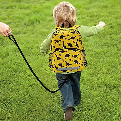 Yellow Dinosaur Kids Backpack, Toddlers Small Backpack School Bag Meal Travel Bags for Boys