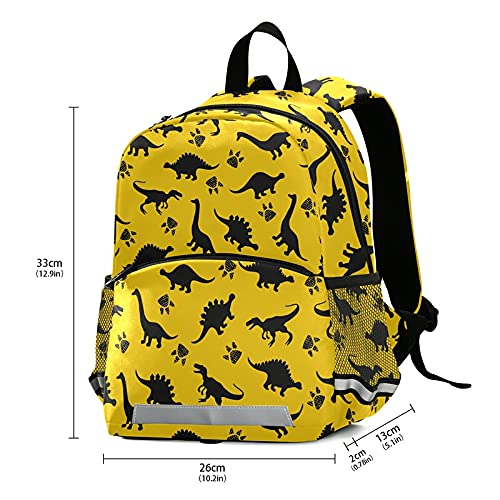Yellow Dinosaur Kids Backpack, Toddlers Small Backpack School Bag Meal Travel Bags for Boys