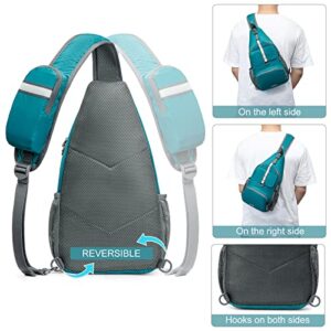 G4Free Packable Crossbody Sling Backpack, Small Travel Hiking Daypack Casual Foldable Shoulder Chest Bag(Teal)