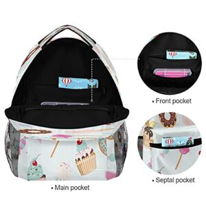 Cupcake Ice Cream Donut School Bag Backpack College Bookbag,Lollipop Fruit Laptop Backpacks Computer Bag Travel Hiking Camping Daypack for Women Girls Men Boys Students