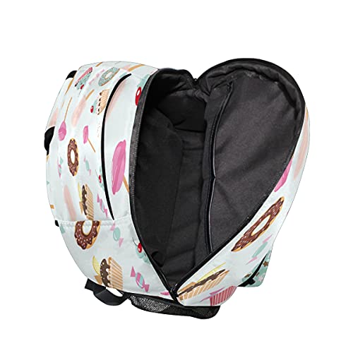 Cupcake Ice Cream Donut School Bag Backpack College Bookbag,Lollipop Fruit Laptop Backpacks Computer Bag Travel Hiking Camping Daypack for Women Girls Men Boys Students