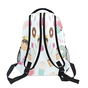 Cupcake Ice Cream Donut School Bag Backpack College Bookbag,Lollipop Fruit Laptop Backpacks Computer Bag Travel Hiking Camping Daypack for Women Girls Men Boys Students