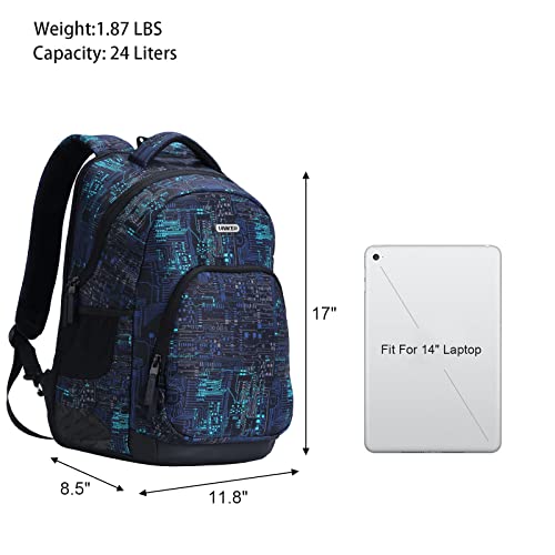 UNIKER School Backpack Men,High School Backpacks Blue,Backpack with Laptop Compartment,Bookbags for Middle School