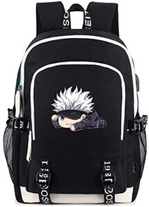 roffatide anime jujutsu kaisen gojo satoru laptop backpack with usb charging port & headphone port