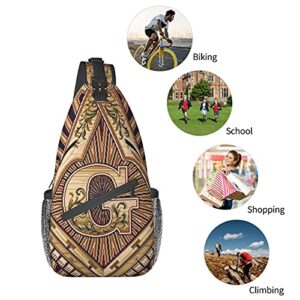 Masonic Sling Bag For Men And Women Multi Pocket Chest Package Freemason Crossbody Shoulder Backpack For Cycling Sports Travel Hiking Work