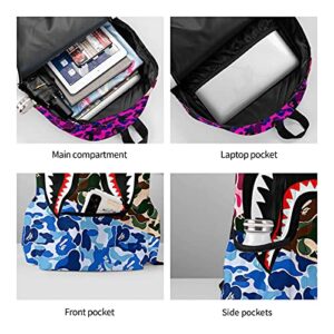 Vkaxopt Backpack Shark Teeth Camo Backpacks Travel Laptop Daypack Big Capacity Bookbag Fashion Durable for Men and Women