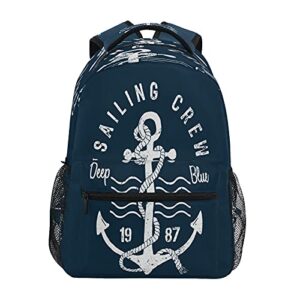 yocosy ocean sea nautical anchor pattern school backpack for teen girls boys lightweight student backpack travel bookbag laptop casual daypack