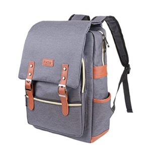 fvstar slim business laptop backpack casual daypacks outdoor rucksack travel backpack for men women,tear resistant unique travelling backpack fits up to 15.6inch laptop,gray