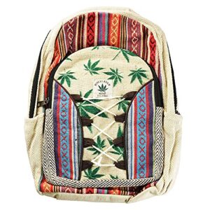 threadheads himalayan hemp green leaf print backpack - 10"x16"