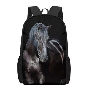 cumagical black horse schoolbag bookbag kids/boys/girls backpack casual daypack