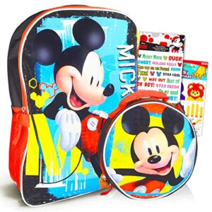 disney classics mickey mouse backpack mickey school supplies ~ mickey lunch box and backpack bundle with mickey mouse stickers and 200+ highlights stickers (mickey mouse school bag)