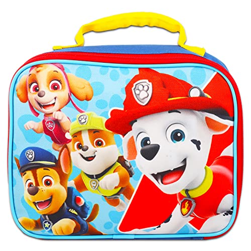 Paw Patrol Backpack And Lunch Box Set ~ 5 Pc Bundle With Premium 16" Paw Patrol School Bag, 200+ Highlights And Paw Patrol Stickers, And More (Paw Patrol School Supplies)