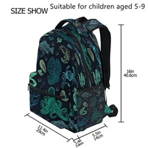 Kid School Backpack Toddler Octopus Backpack Seahorse Bookbag for Boy Girl 1st 2nd 3rd 4th Grade