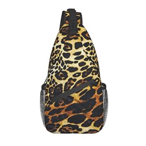blublu large capacity sling bag, adjustable and reversible shoulder strap backpack travel crossbody daypack - leopard print