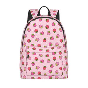 fehuew 16 inch backpack pink strawberry laptop backpack full print school bookbag shoulder bag for travel daypack