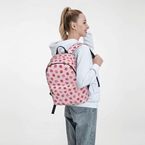 FeHuew 16 inch backpack Pink Strawberry Laptop Backpack Full Print School Bookbag Shoulder Bag for Travel Daypack