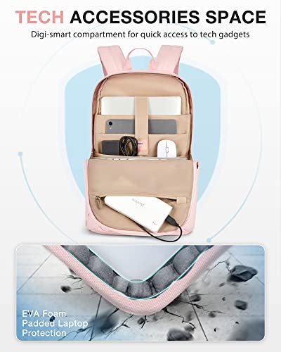 BAGSMART Laptop Backpack for Men College Backpacks 15.6'' Notebook Work Travel Backpack for Men (15.6 inches, pink)