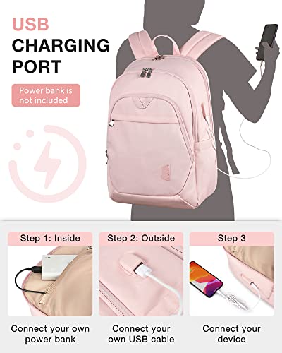 BAGSMART Laptop Backpack for Men College Backpacks 15.6'' Notebook Work Travel Backpack for Men (15.6 inches, pink)