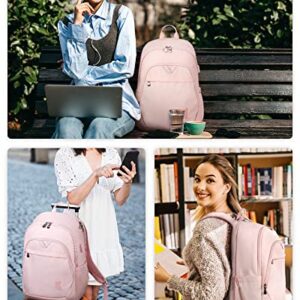 BAGSMART Laptop Backpack for Men College Backpacks 15.6'' Notebook Work Travel Backpack for Men (15.6 inches, pink)