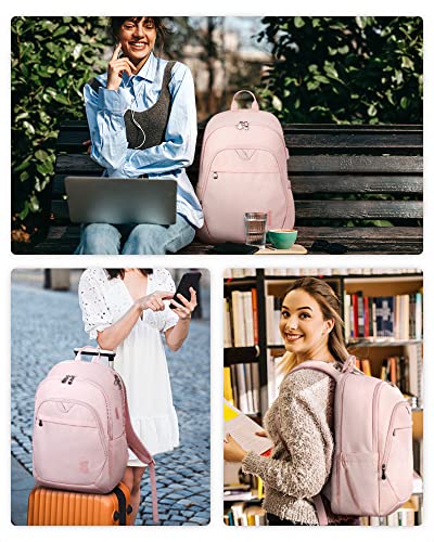 BAGSMART Laptop Backpack for Men College Backpacks 15.6'' Notebook Work Travel Backpack for Men (15.6 inches, pink)