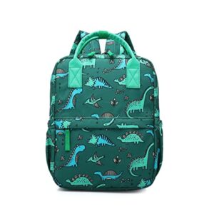 Cute Toddler Preschool Backpack Dinosaur Unicorn School Book Bag for Girls, Boys Kids Kindergarten Nursery Travel Bag with Chest Strap(Green Dinosaur)