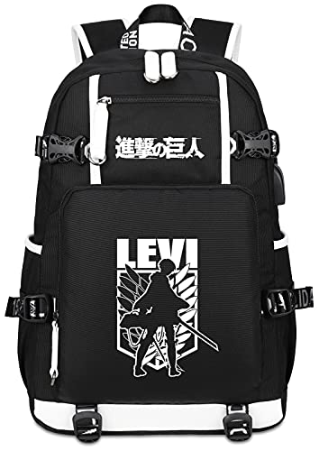 Roffatide Anime Attack on Titan Levi Wings of Freedom Ackerman Laptop Backpack with USB Charging Port & Headphone Port