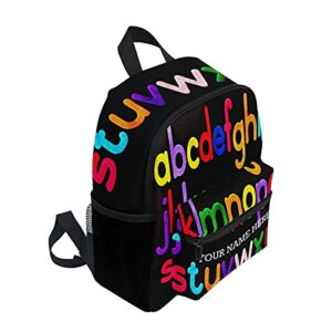 CHIFIGNO Personalized Customized Colorful Alphabet Kids Preschool Backpacks for Girls Boys Travel Bag Schoolbag Bookbag for Children