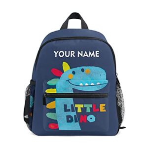 odawa custom backpack for boys, personalized backpack with name/text, customization cute dinosaur blue preschool backpack kindergarten