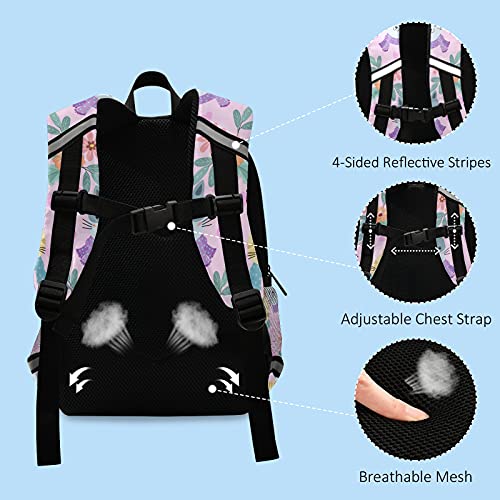 beeplus Cat Print Kids Backpack 13inch Little Kid Toddler Backpacks for Girls and Boys with Chest Strap and Reflective Strip