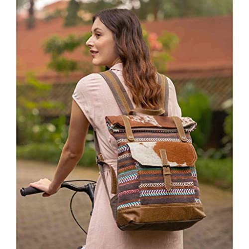 Myra Bag Kitschy Backpack Upcycled Cotton & Cowhide Leather S-2853