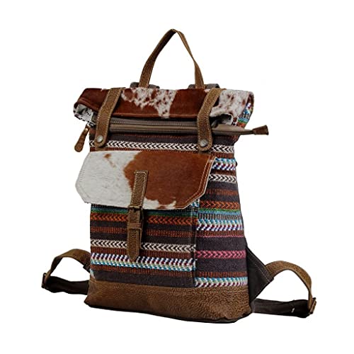 Myra Bag Kitschy Backpack Upcycled Cotton & Cowhide Leather S-2853