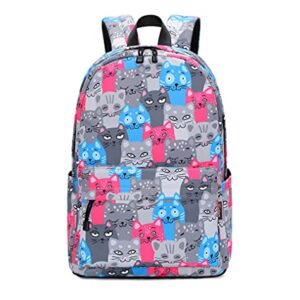 Wadirum Girl Casual Laptop Backpack Lightweight Bookbag for Women Cat