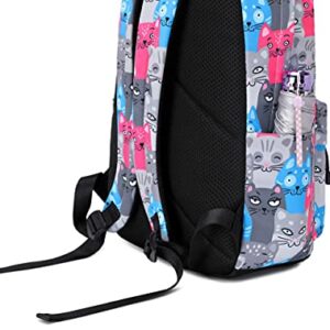 Wadirum Girl Casual Laptop Backpack Lightweight Bookbag for Women Cat